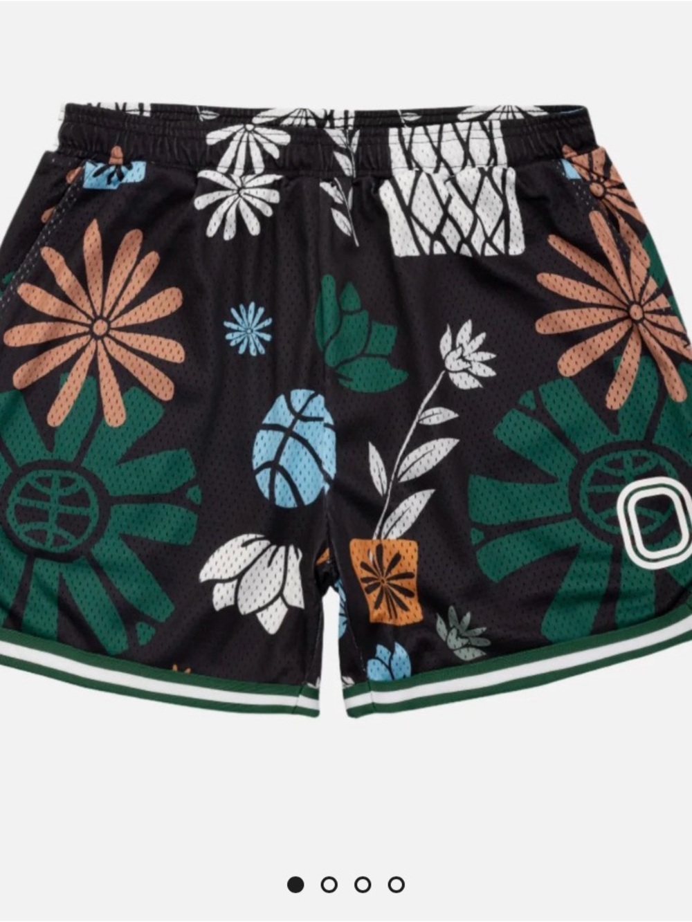 Overtime Kids Floral Mesh Athletic Shorts - Black/Green - never worn - new